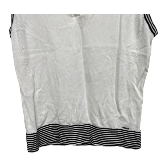 Nautica Sleeveless Striped Polo White Navy Size Large Golf Prep Nautical - Picture 5 of 8